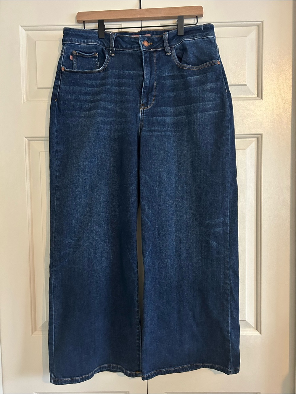 Judy Blue Women’s Dark Blue High-Rise Ankle Wide Leg Jeans Retro Boho, Size 14W